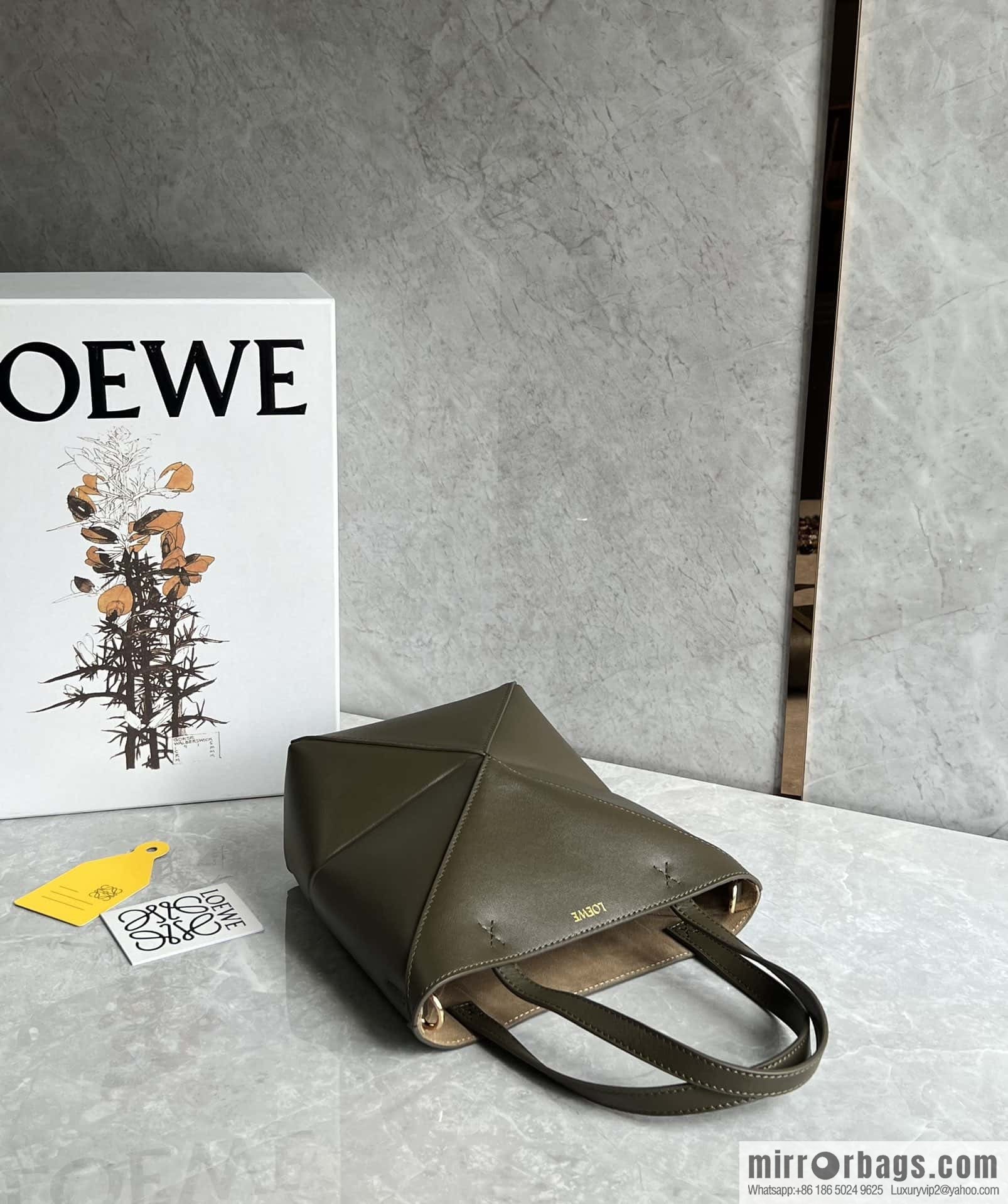 LOEWE puzzle folding series foldable tote bag 0695 dark green