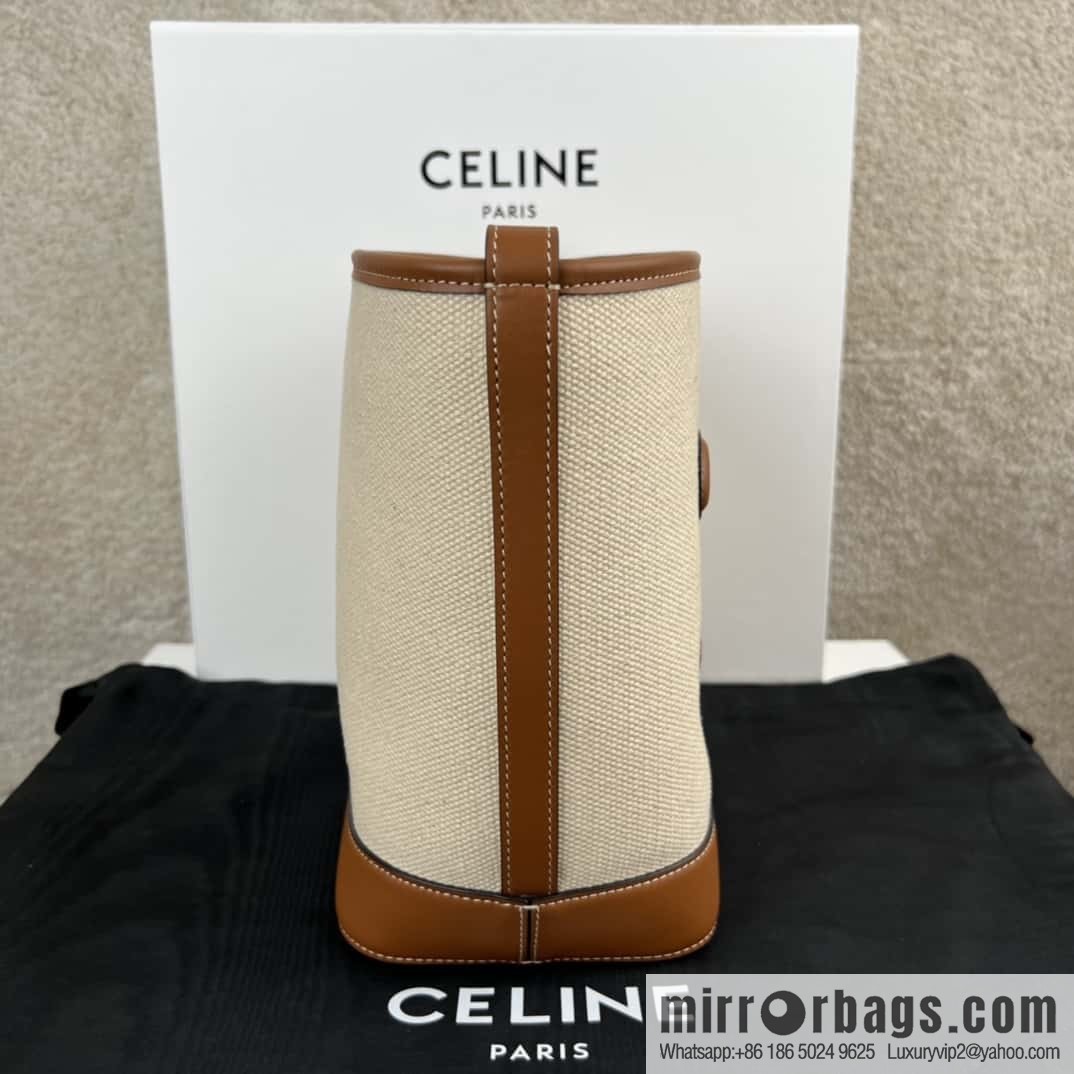 CELINE CUIR TRIOMPHE Small fabric cow leather (fabric) bucket bag 198242