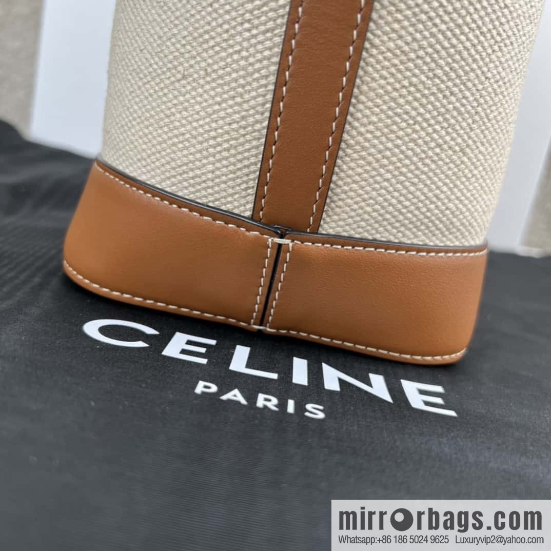 CELINE CUIR TRIOMPHE Small fabric cow leather (fabric) bucket bag 198242