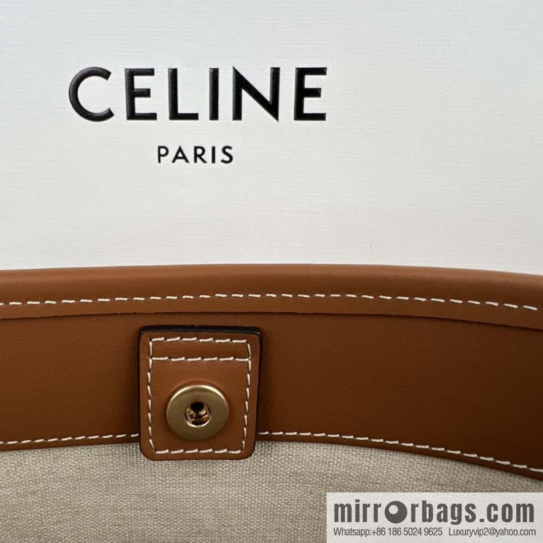 CELINE CUIR TRIOMPHE Small fabric cow leather (fabric) bucket bag 198242