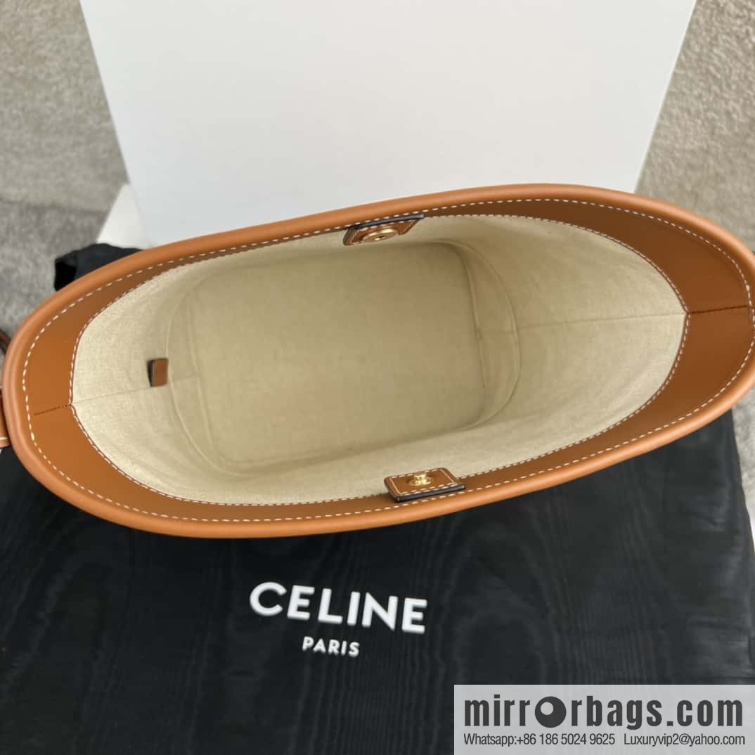 CELINE CUIR TRIOMPHE Small fabric cow leather (fabric) bucket bag 198242