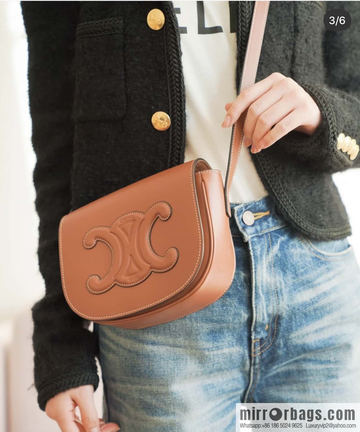 Celine CUIR TRIOMPHE handbag saddle bag 198263