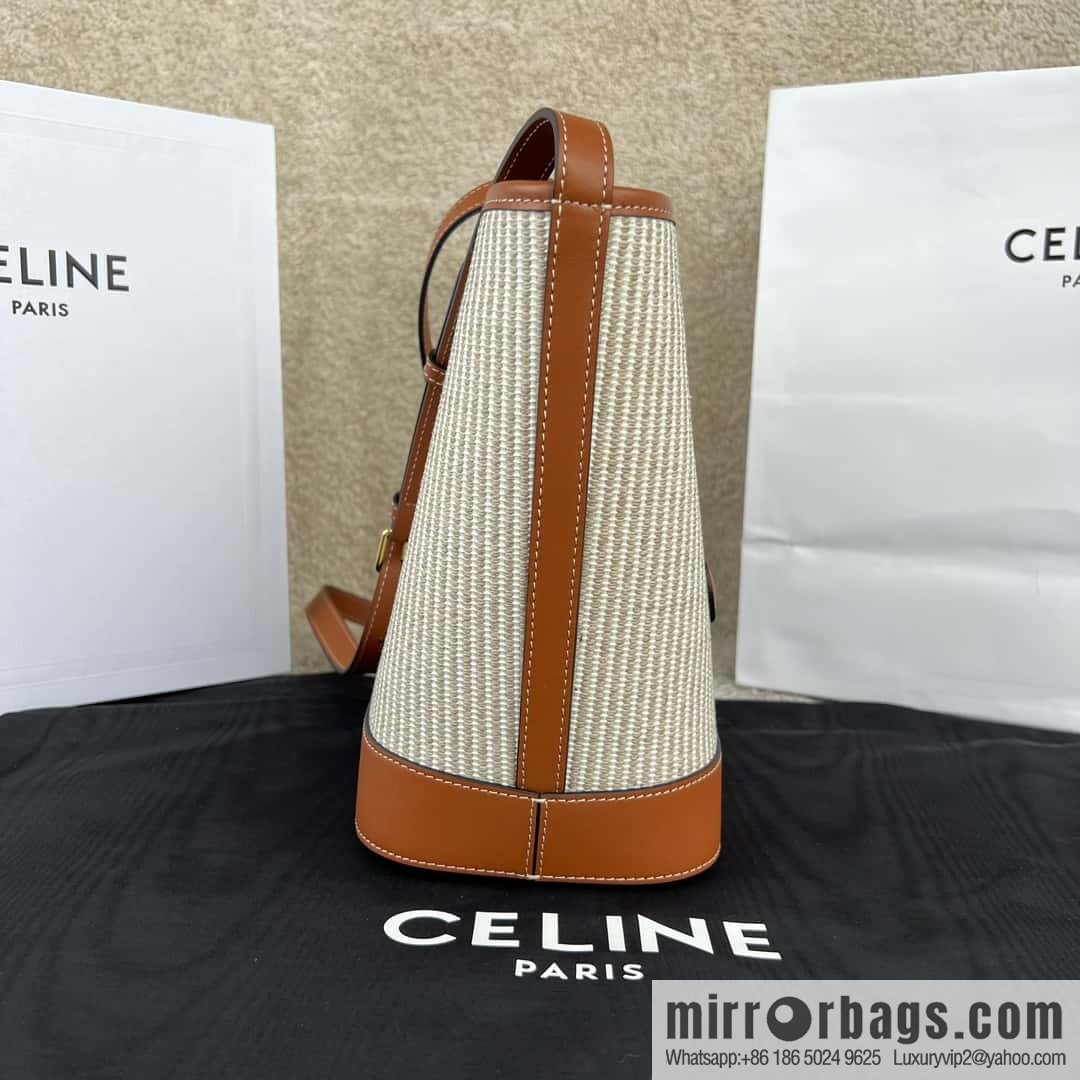 CELINE CUIR TRIOMPHE Small striped fabric leather bucket bag 198243