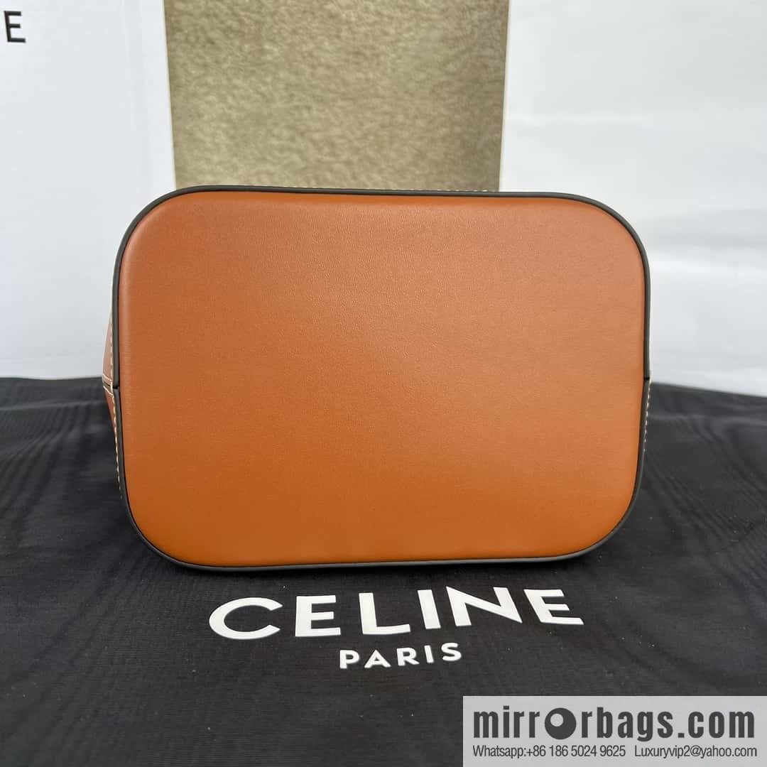 CELINE CUIR TRIOMPHE Small striped fabric leather bucket bag 198243