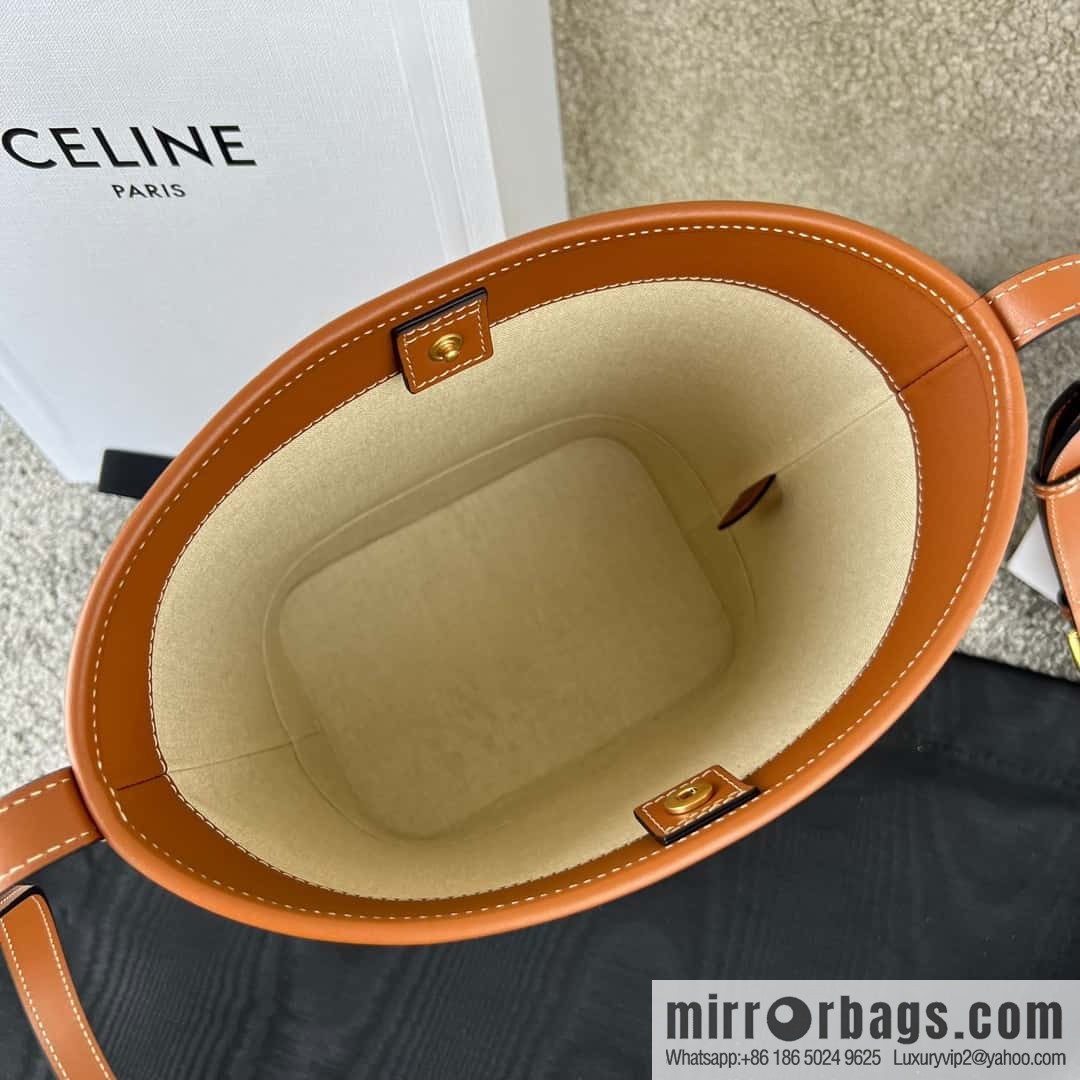 CELINE CUIR TRIOMPHE Small striped fabric leather bucket bag 198243
