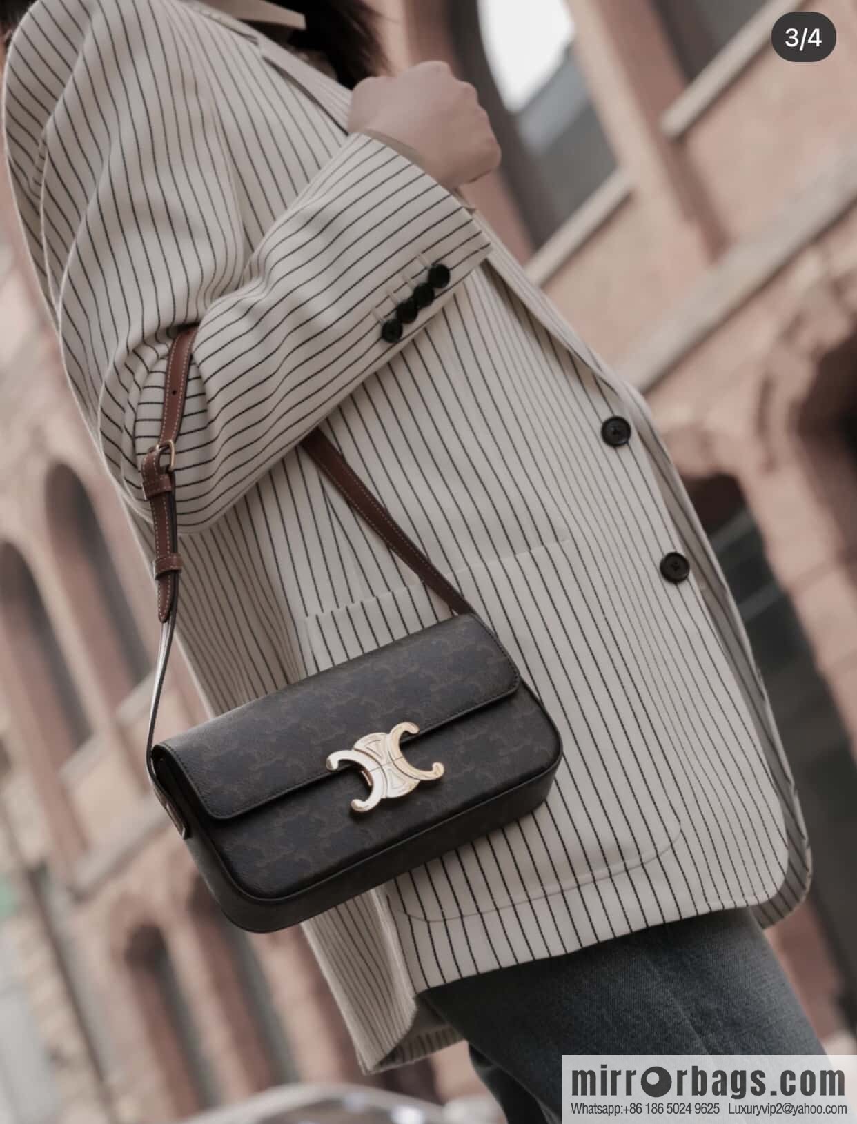 CELINE CUIR TRIOMPHE logo printed bovine leather (fabric) shoulder backpack 194142