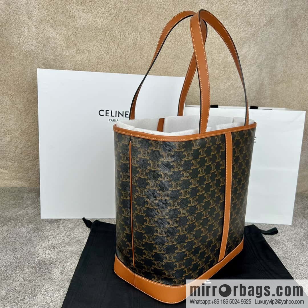 CELINE CABAS M logo printed cow leather (fabric) handbag 115072