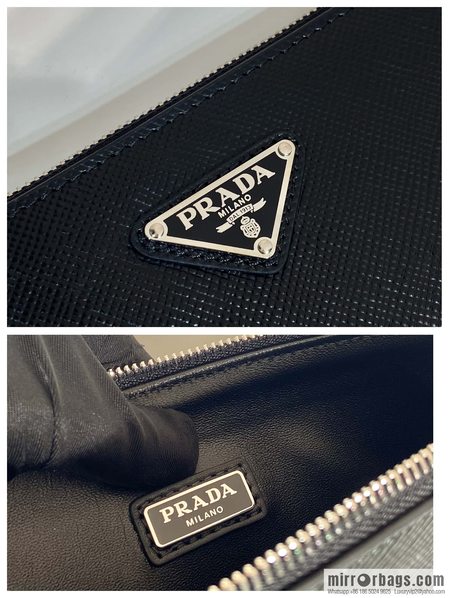 PRADA imported rough cross pattern leather handbag 2NG001