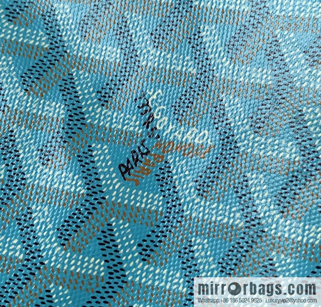 Goyard Goya Anjou Small Bag Goyardine canvas 020166M Seahorse Embroidery - Turquoise Blue Tote Bag shopping bag