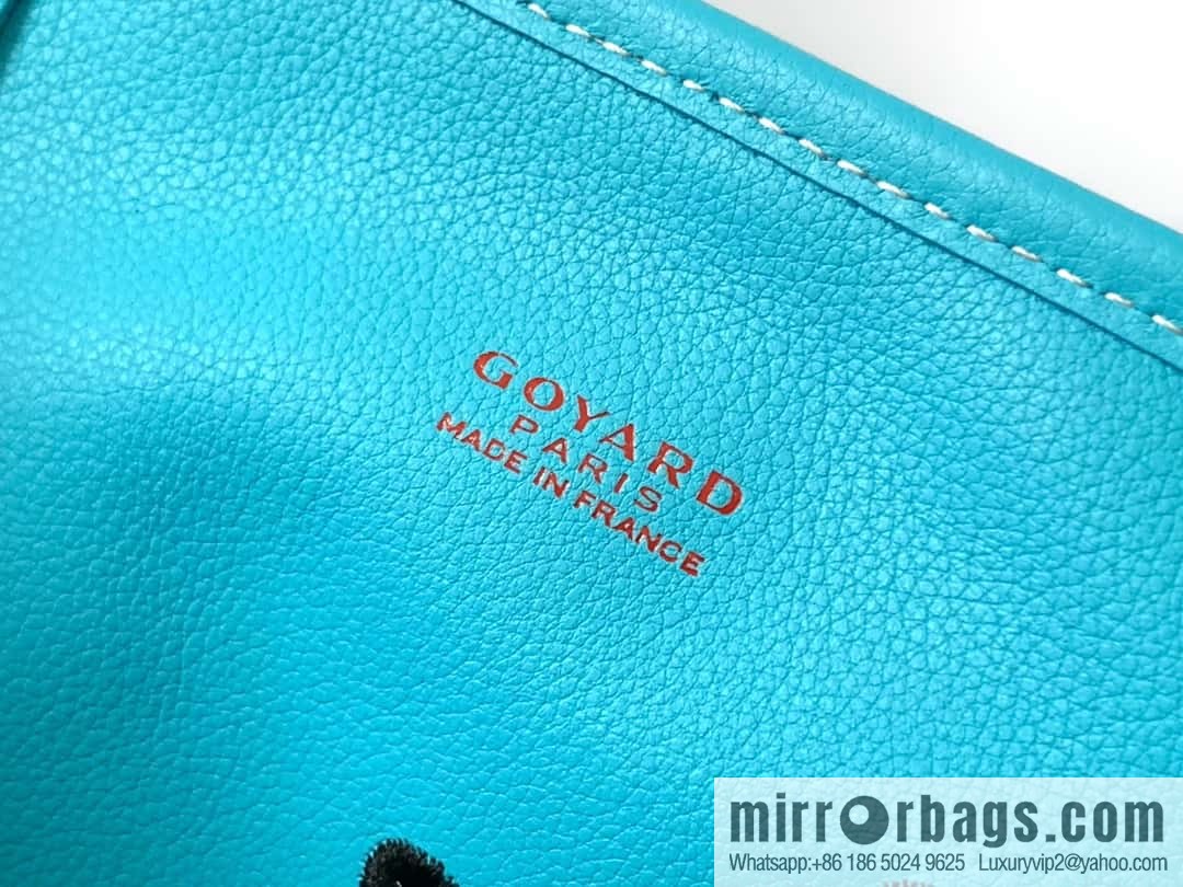 Goyard Goya Anjou Small Bag Goyardine canvas 020166M Seahorse Embroidery - Turquoise Blue Tote Bag shopping bag
