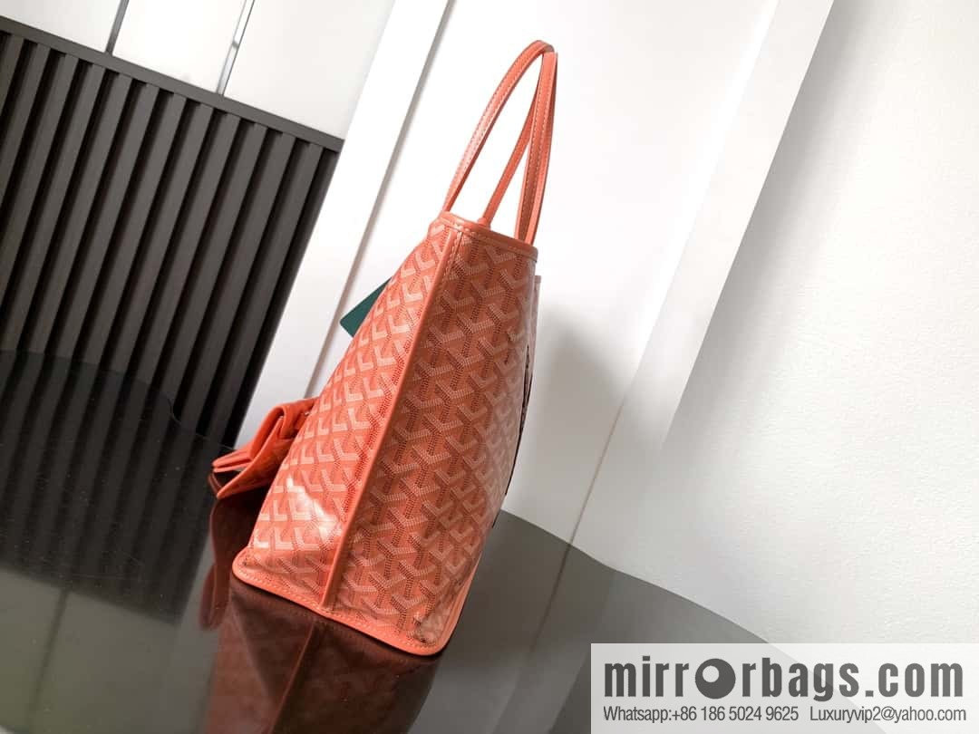 Goyard Goya Anjou small bag Goyardine canvas 020166M seahorse embroidery - coral powder tote bag shopping bag