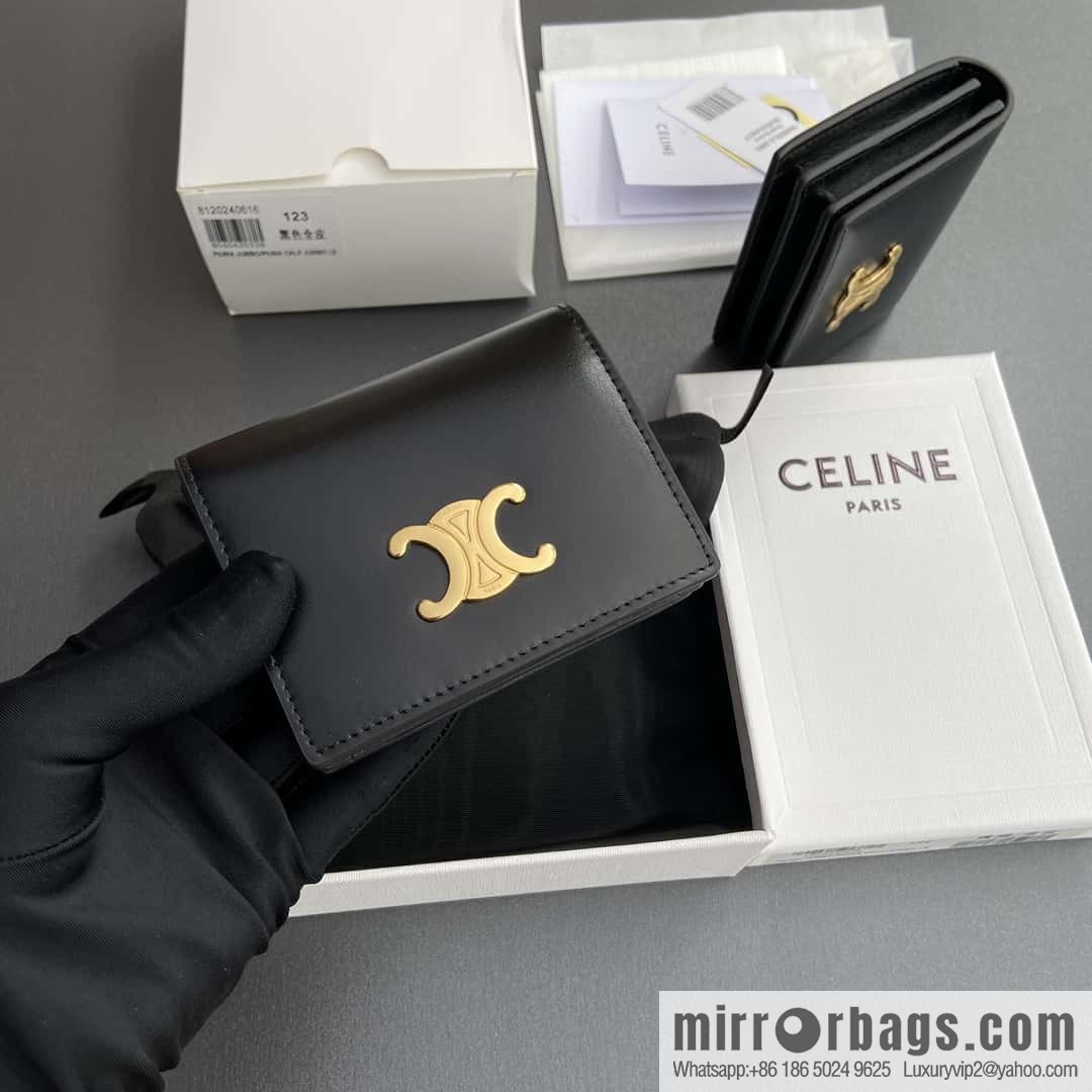 CELINE TRIOMPHE cow leather (fabric) flip card holder 10M123FOZ.38NO122