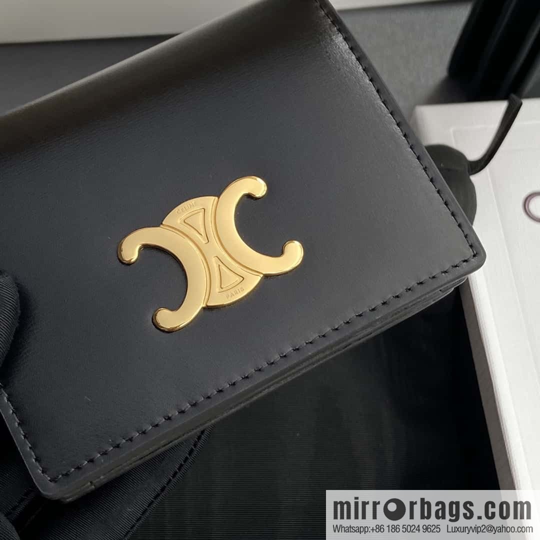CELINE TRIOMPHE cow leather (fabric) flip card holder 10M123FOZ.38NO122