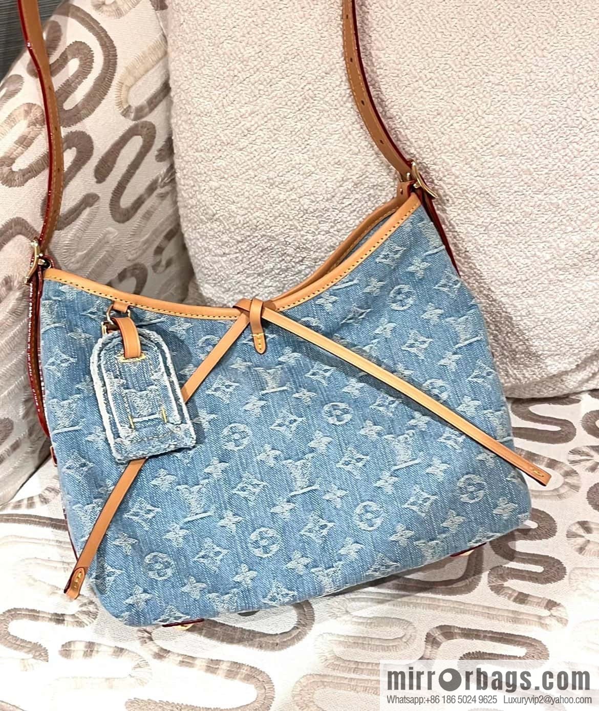 [Boutique‑grade] M11462 light blue denim shopping bag series Carryall handbag CarryAll medium handbag