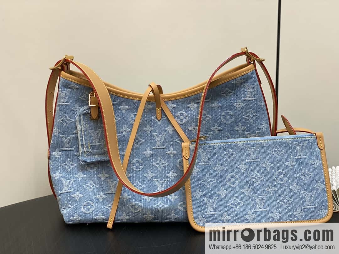 [Boutique‑grade] M11462 light blue denim shopping bag series Carryall handbag CarryAll medium handbag