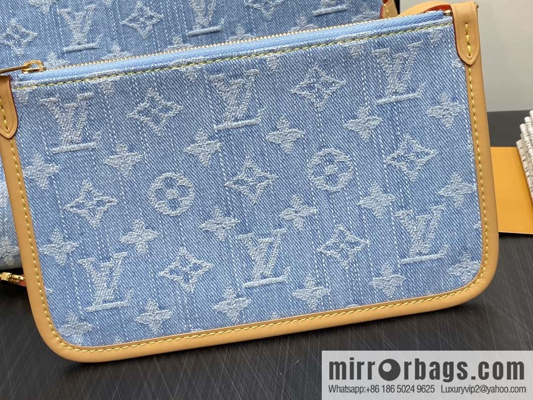 [Boutique‑grade] M11462 light blue denim shopping bag series Carryall handbag CarryAll medium handbag