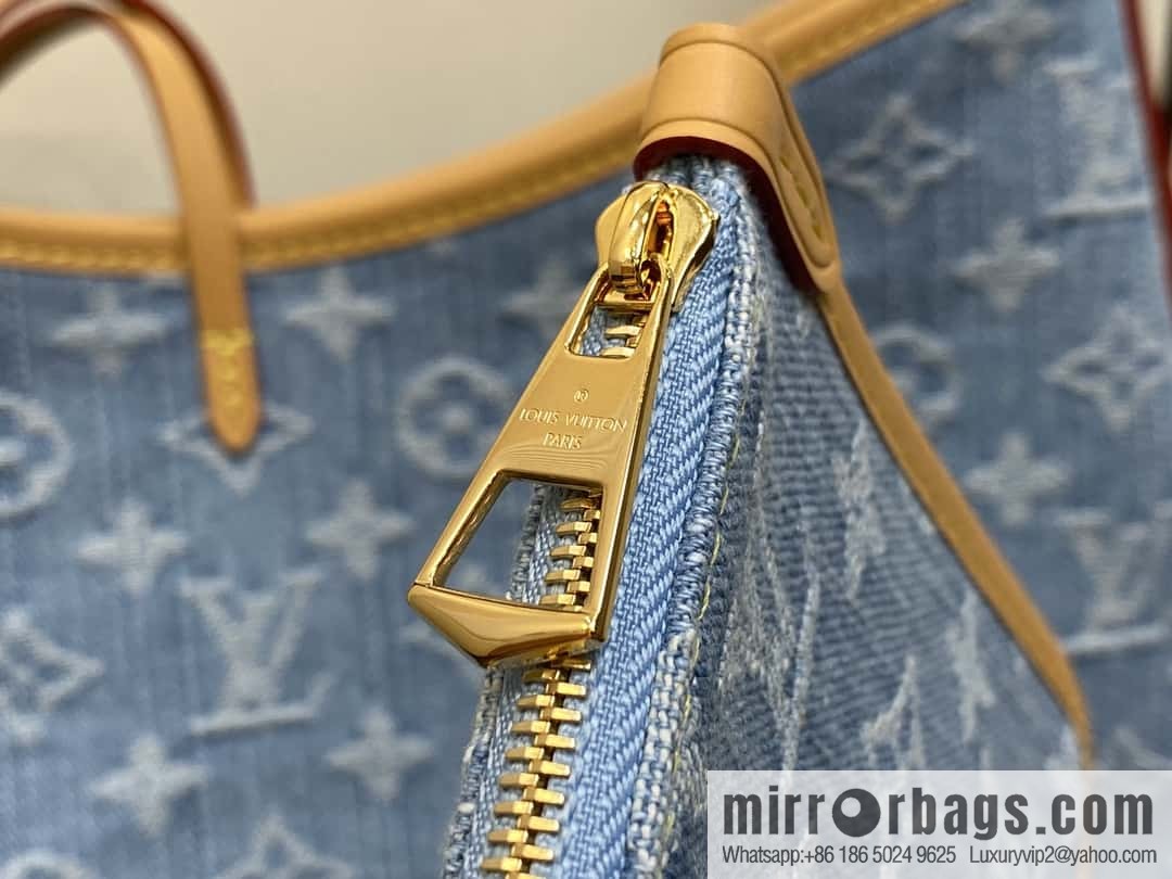 [Boutique‑grade] M11462 light blue denim shopping bag series Carryall handbag CarryAll medium handbag