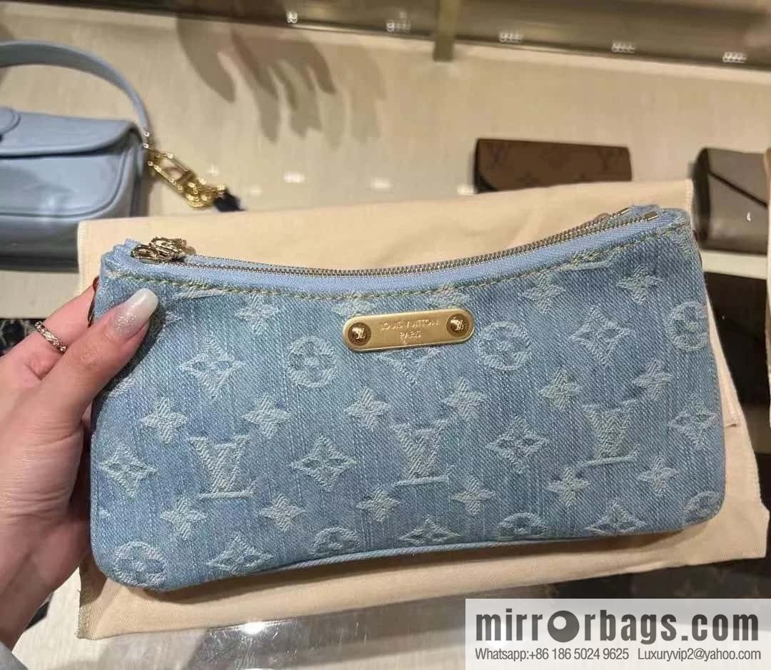[Premium‑quality] M83532 light blue denim chain strap armpit bag series Liv Pochette handbag