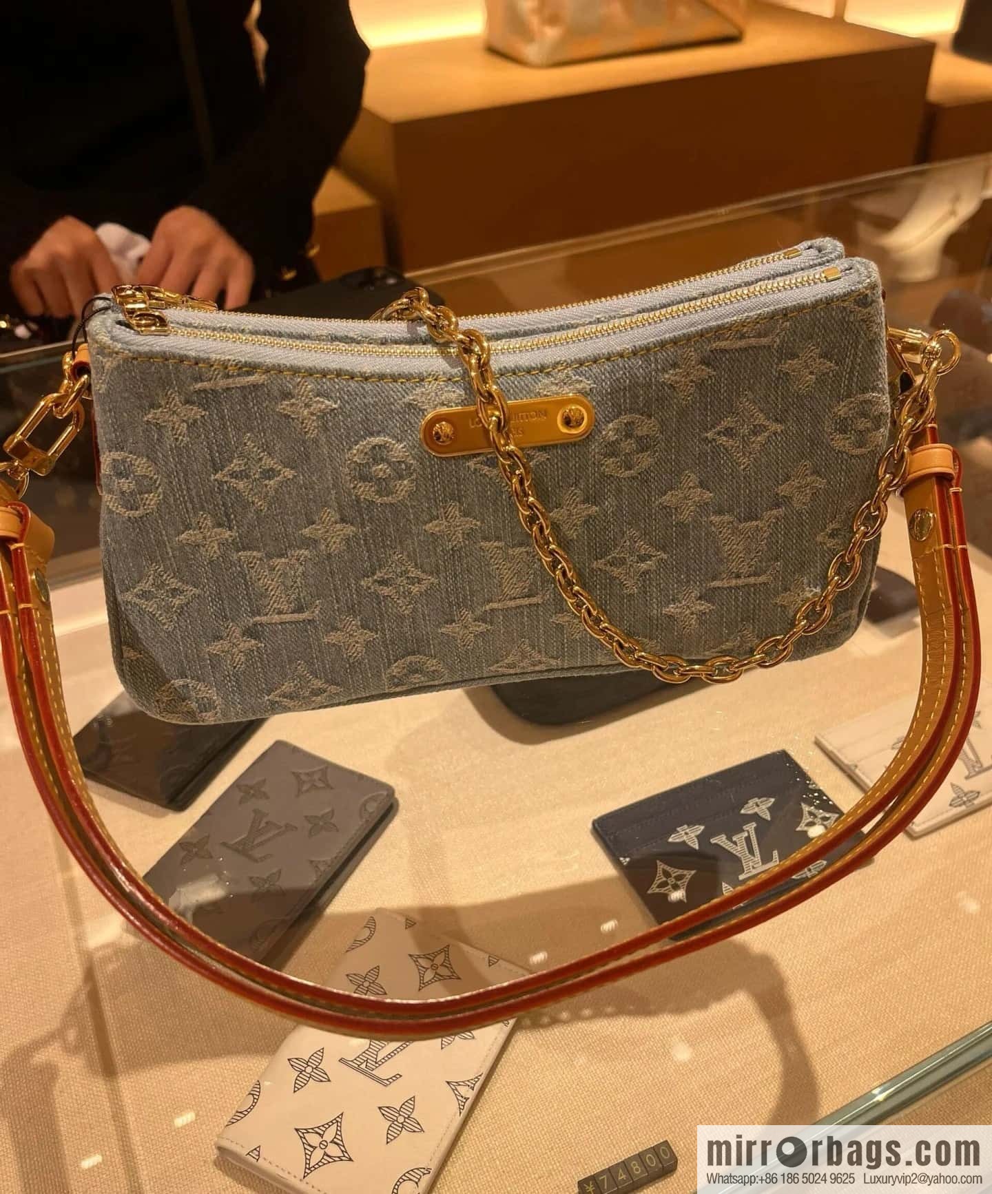[Premium‑quality] M83532 light blue denim chain strap armpit bag series Liv Pochette handbag