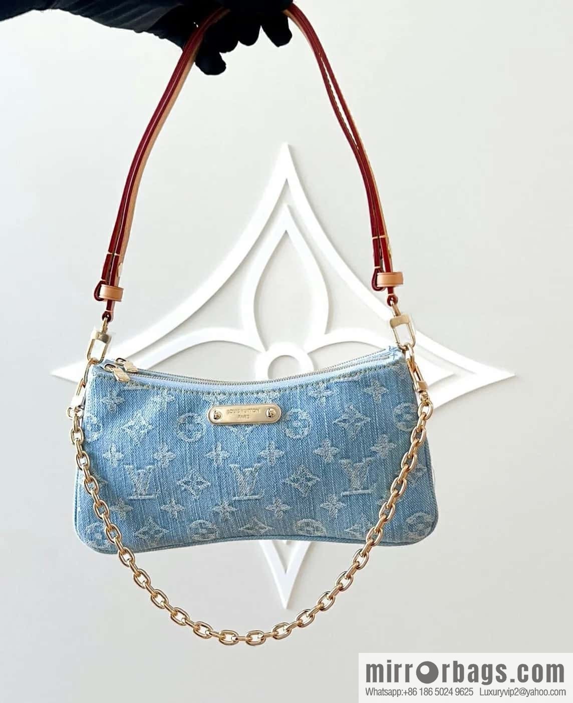 [Premium‑quality] M83532 light blue denim chain strap armpit bag series Liv Pochette handbag