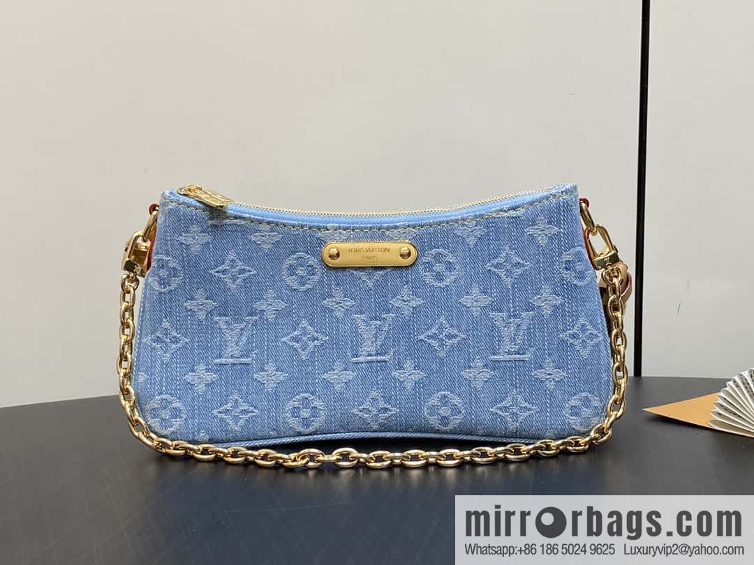 [Premium‑quality] M83532 light blue denim chain strap armpit bag series Liv Pochette handbag