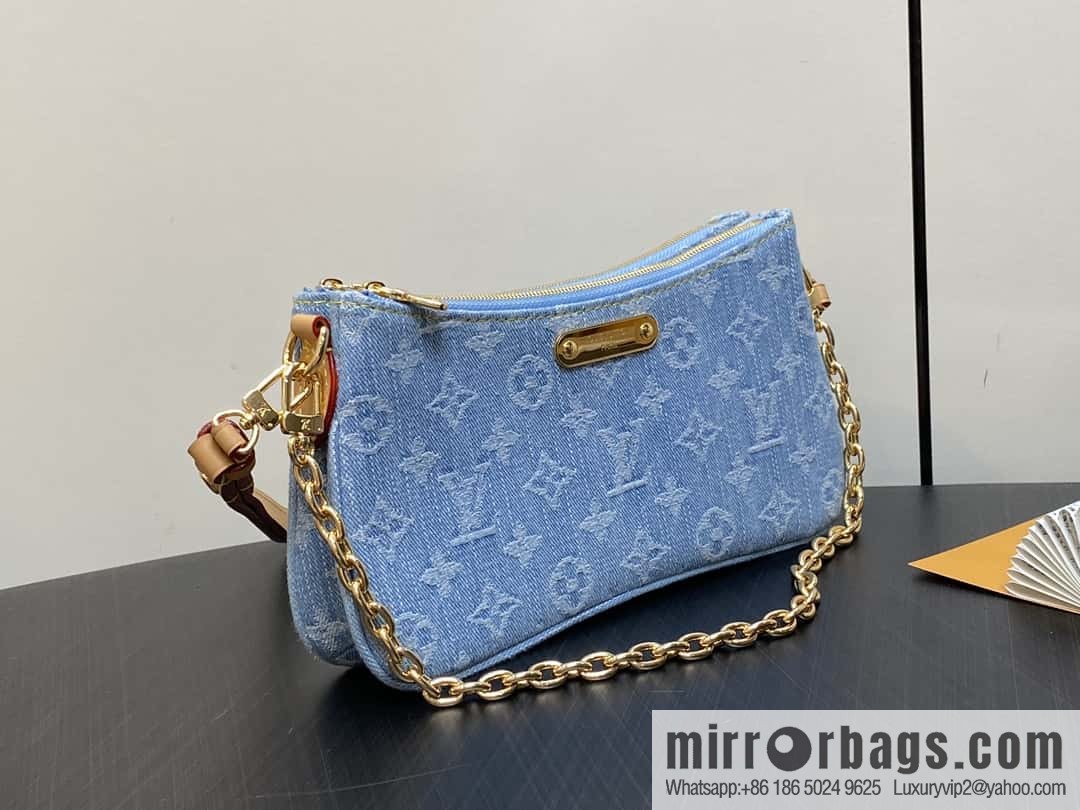 [Premium‑quality] M83532 light blue denim chain strap armpit bag series Liv Pochette handbag