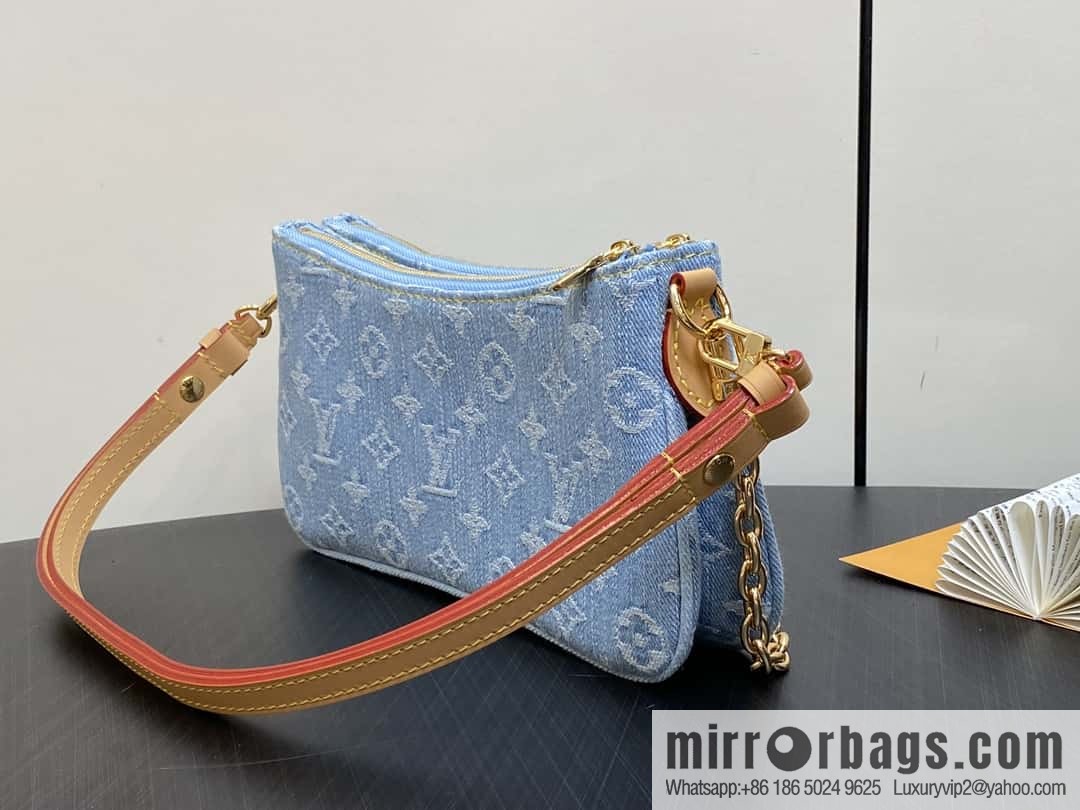 [Premium‑quality] M83532 light blue denim chain strap armpit bag series Liv Pochette handbag