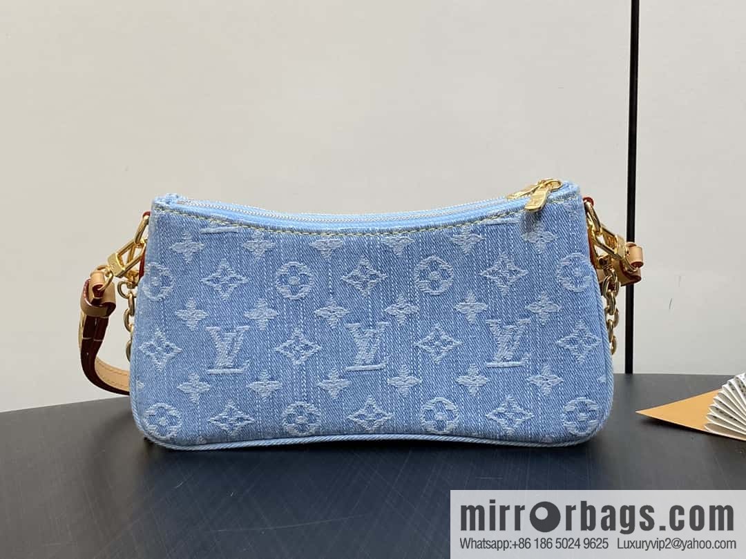 [Premium‑quality] M83532 light blue denim chain strap armpit bag series Liv Pochette handbag