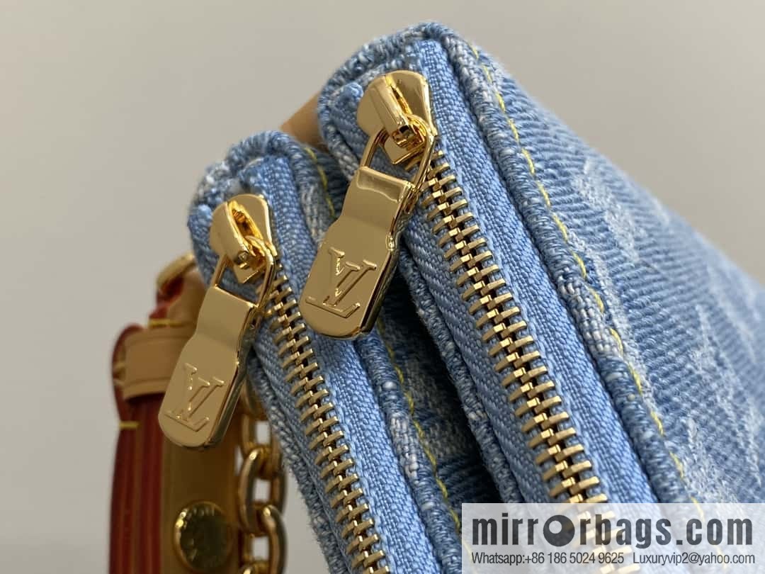 [Premium‑quality] M83532 light blue denim chain strap armpit bag series Liv Pochette handbag
