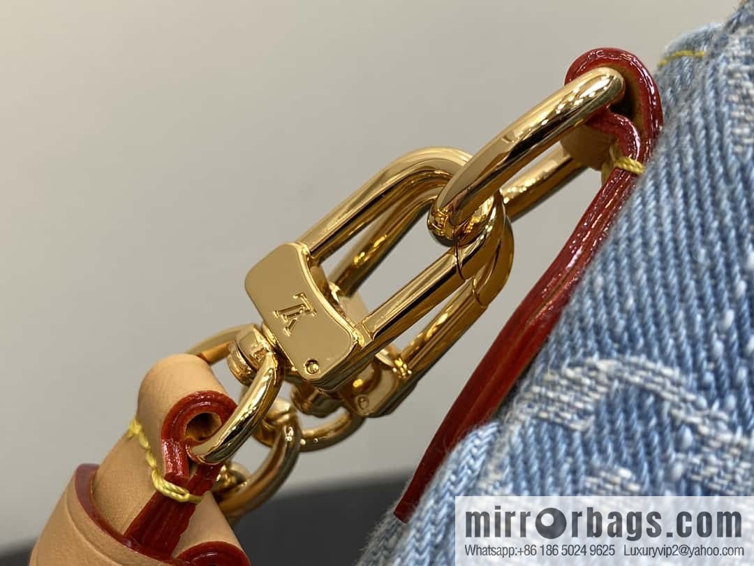 [Premium‑quality] M83532 light blue denim chain strap armpit bag series Liv Pochette handbag