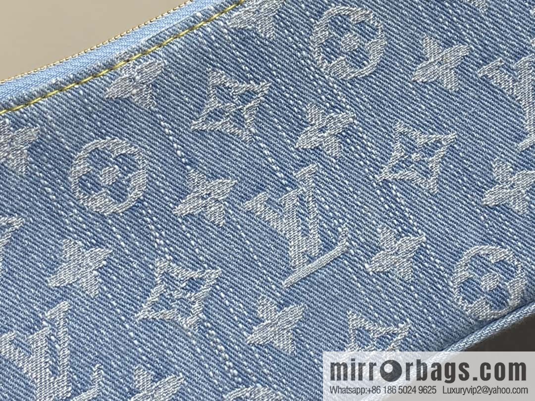 [Premium‑quality] M83532 light blue denim chain strap armpit bag series Liv Pochette handbag
