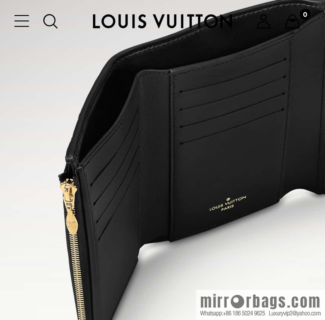[Boutique‑grade] M82764 black full leather tri-fold wallet series Capucines wallet M82764 82835 white (floral)