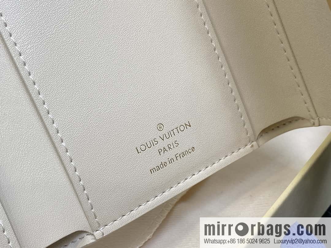 [Boutique‑grade] M82764 black full leather tri-fold wallet series Capucines wallet M82764 82835 white (floral)