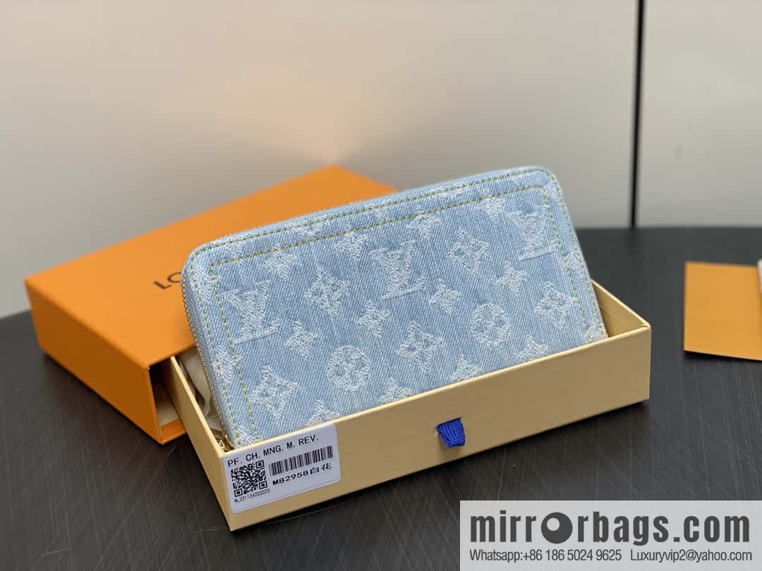 [Premium‑quality] M82958 light blue denim, single zipper wallet series zippy zipper wallet (denim)