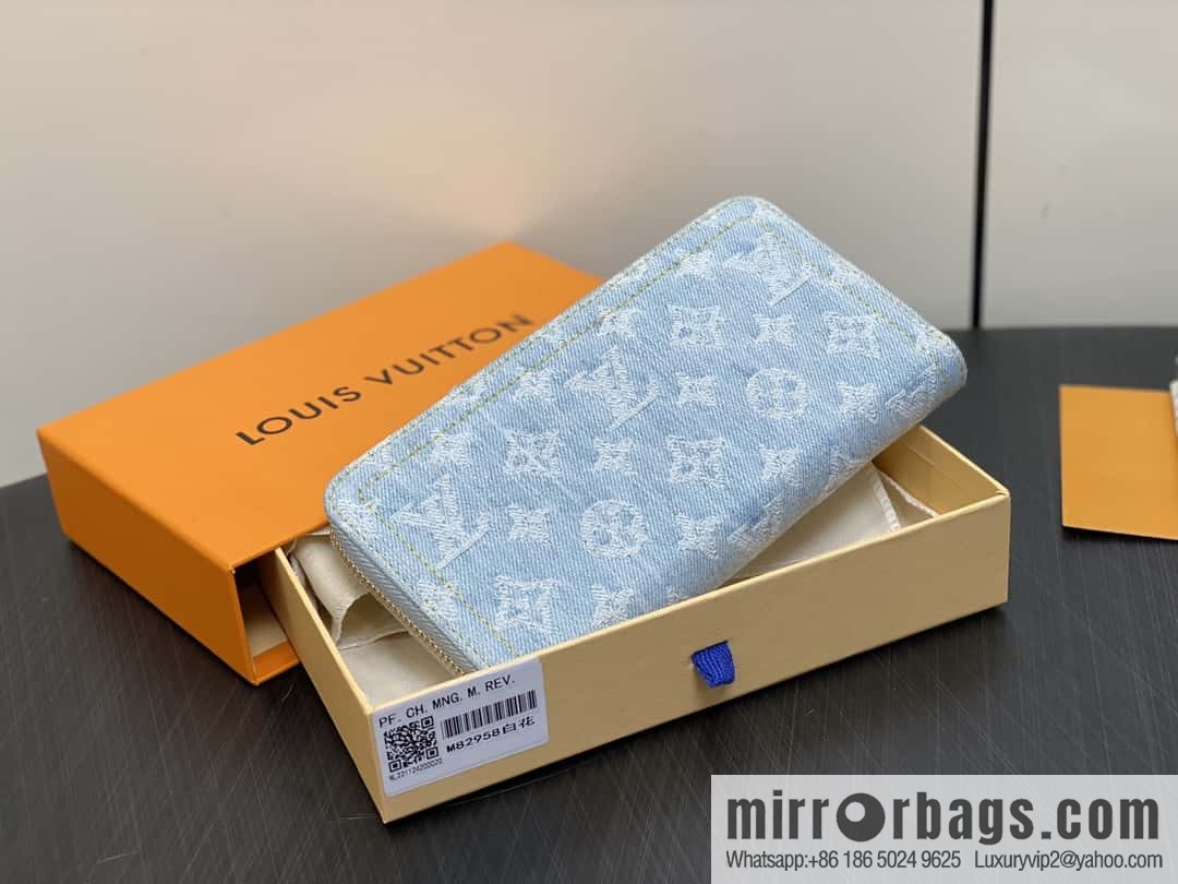 [Premium‑quality] M82958 light blue denim, single zipper wallet series zippy zipper wallet (denim)