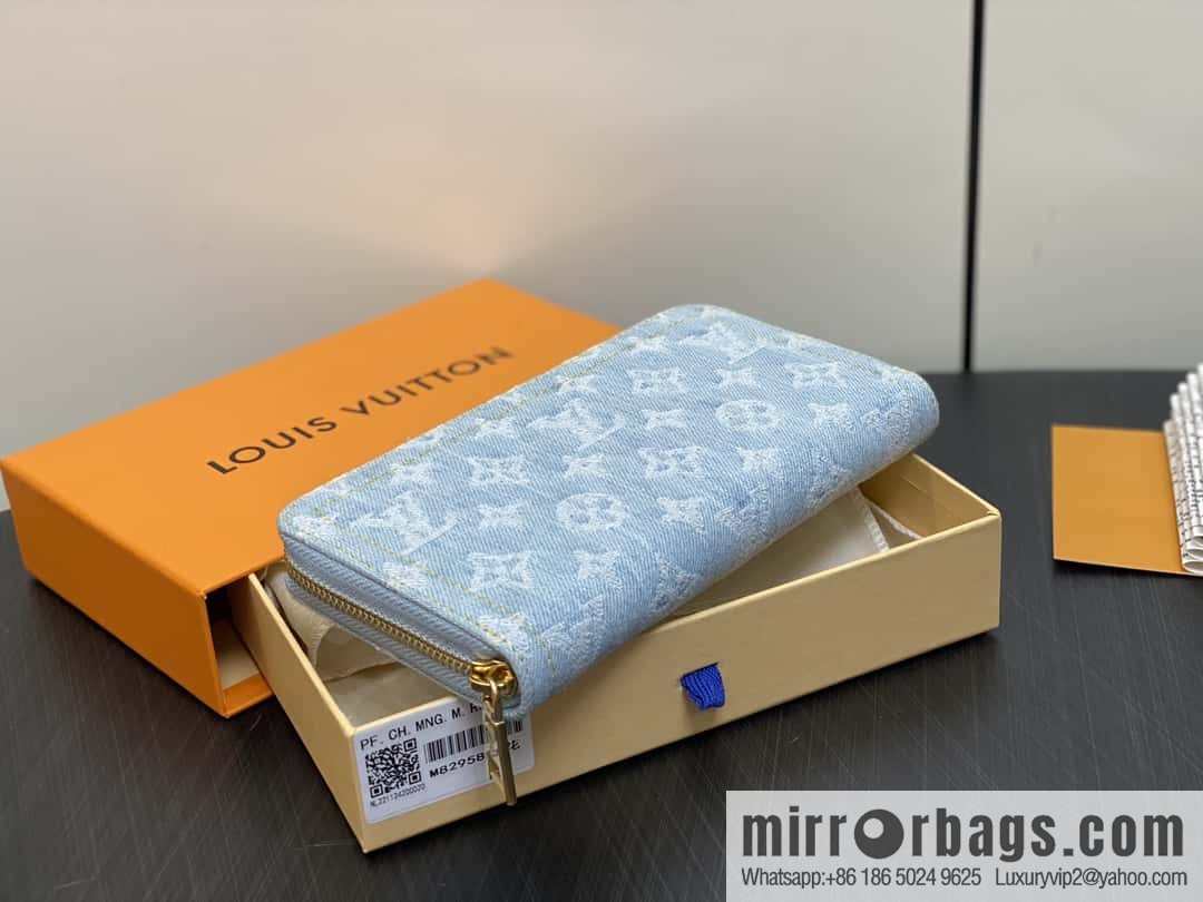 [Premium‑quality] M82958 light blue denim, single zipper wallet series zippy zipper wallet (denim)