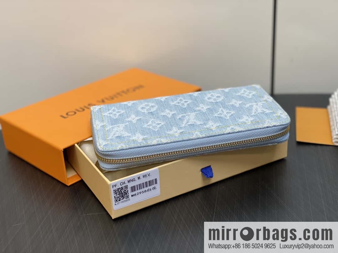 [Premium‑quality] M82958 light blue denim, single zipper wallet series zippy zipper wallet (denim)