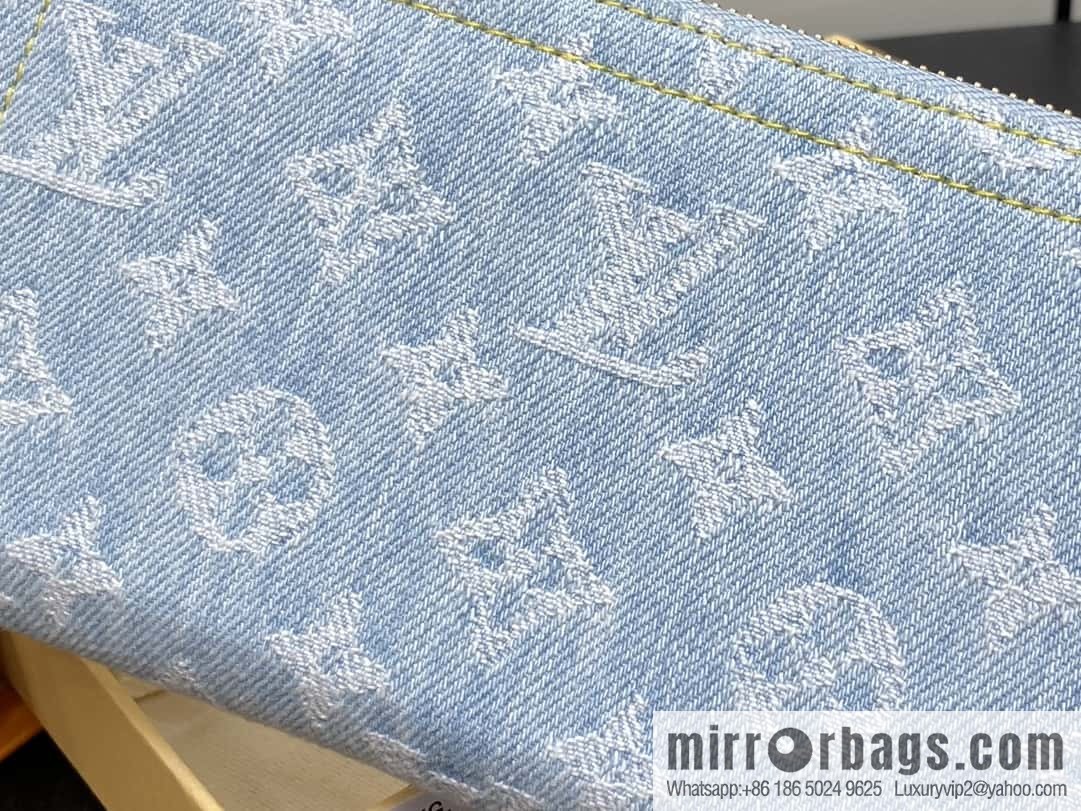 [Premium‑quality] M82958 light blue denim, single zipper wallet series zippy zipper wallet (denim)