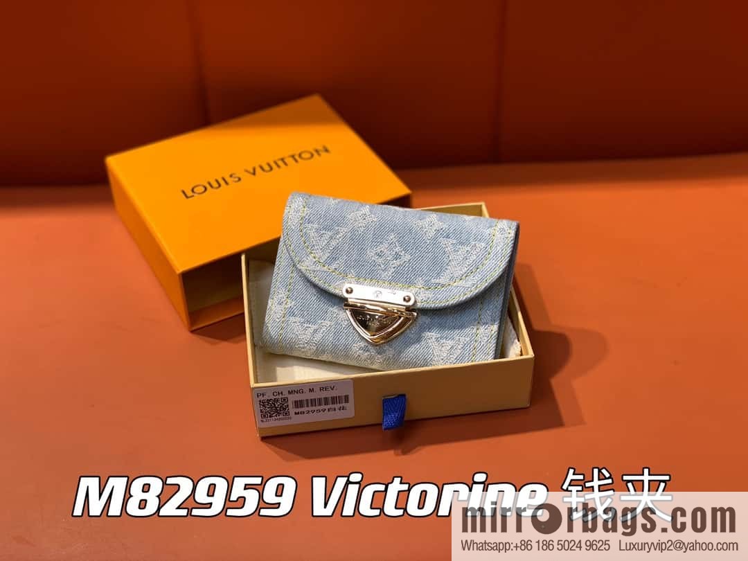 [Boutique‑grade] M82959 light blue denim tri-fold wallet series Victorine wallet (denim denim)