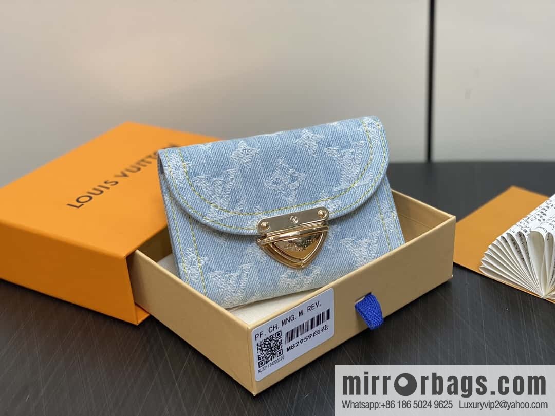 [Boutique‑grade] M82959 light blue denim tri-fold wallet series Victorine wallet (denim denim)