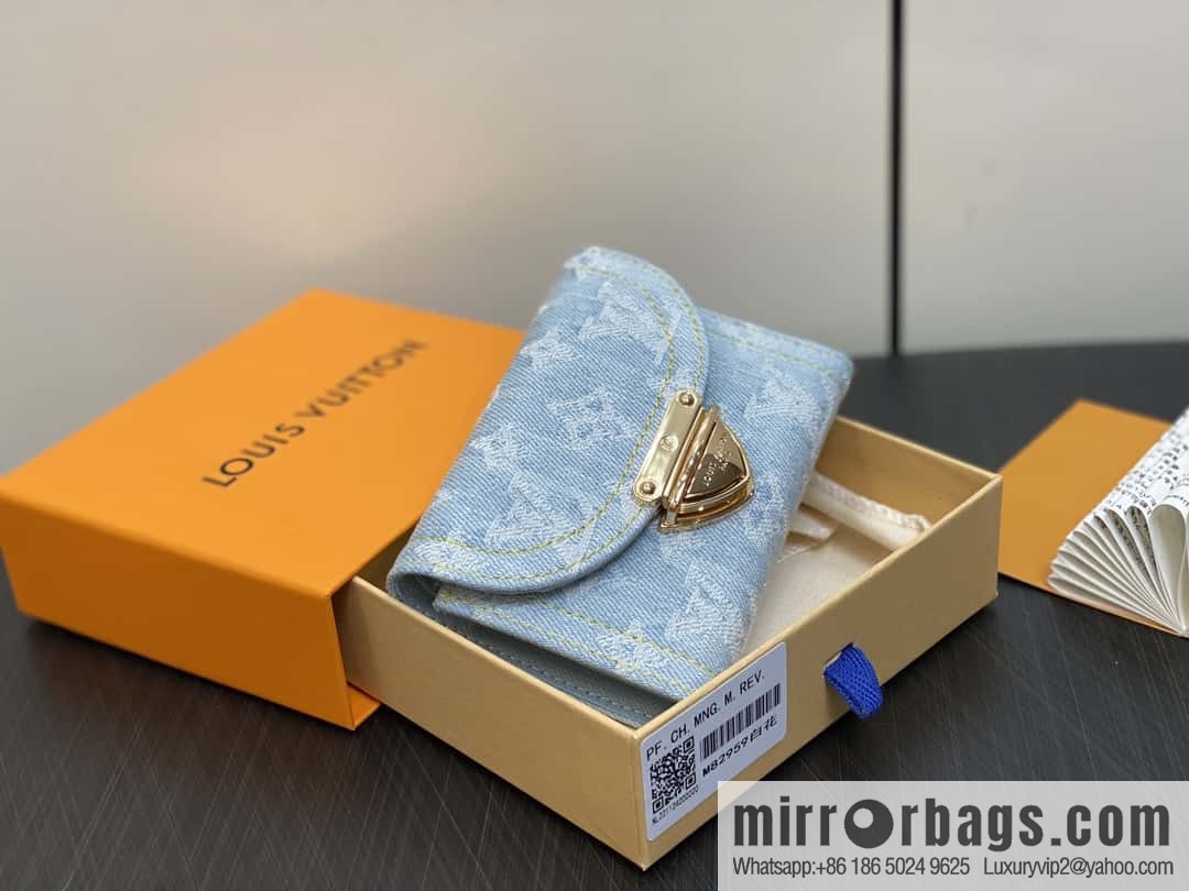 [Boutique‑grade] M82959 light blue denim tri-fold wallet series Victorine wallet (denim denim)