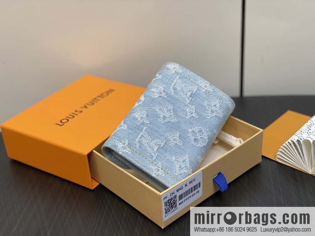 [Boutique‑grade] M82959 light blue denim tri-fold wallet series Victorine wallet (denim denim)