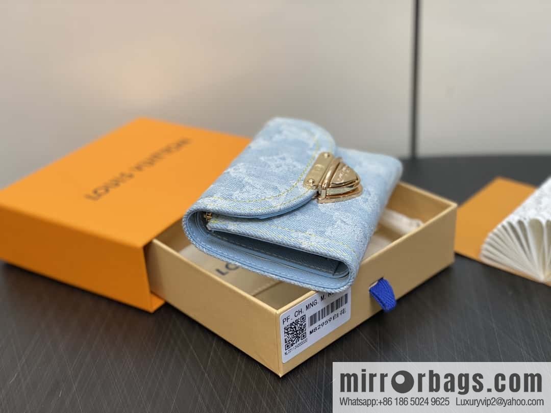 [Boutique‑grade] M82959 light blue denim tri-fold wallet series Victorine wallet (denim denim)