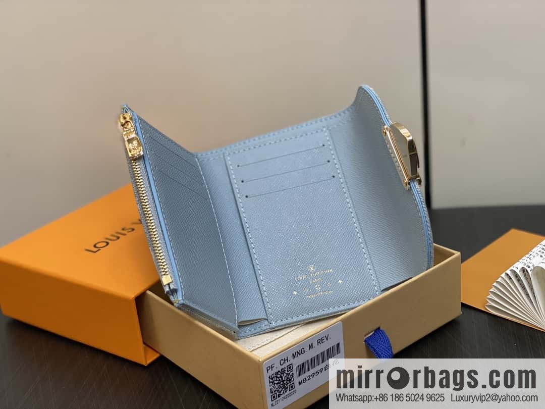 [Boutique‑grade] M82959 light blue denim tri-fold wallet series Victorine wallet (denim denim)