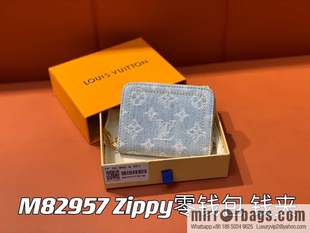 [Premium‑quality] M82957 light blue denim, single zipper wallet series Zippy zero wallet wallet (Denning denim)