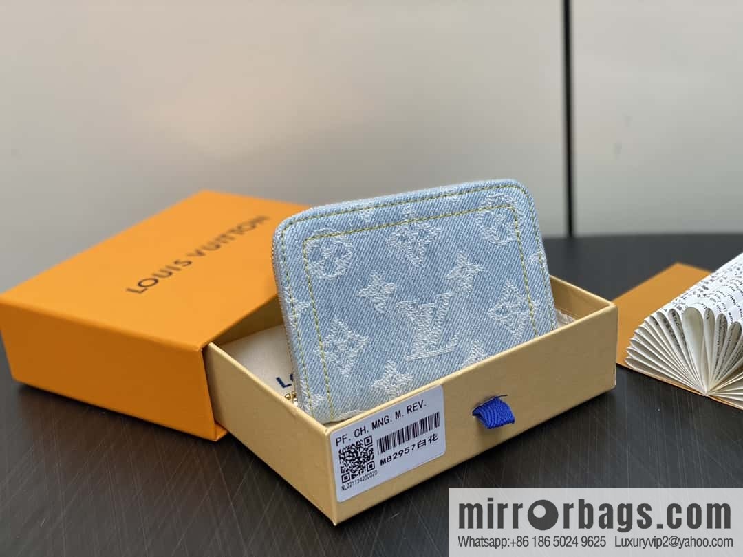 [Premium‑quality] M82957 light blue denim, single zipper wallet series Zippy zero wallet wallet (Denning denim)