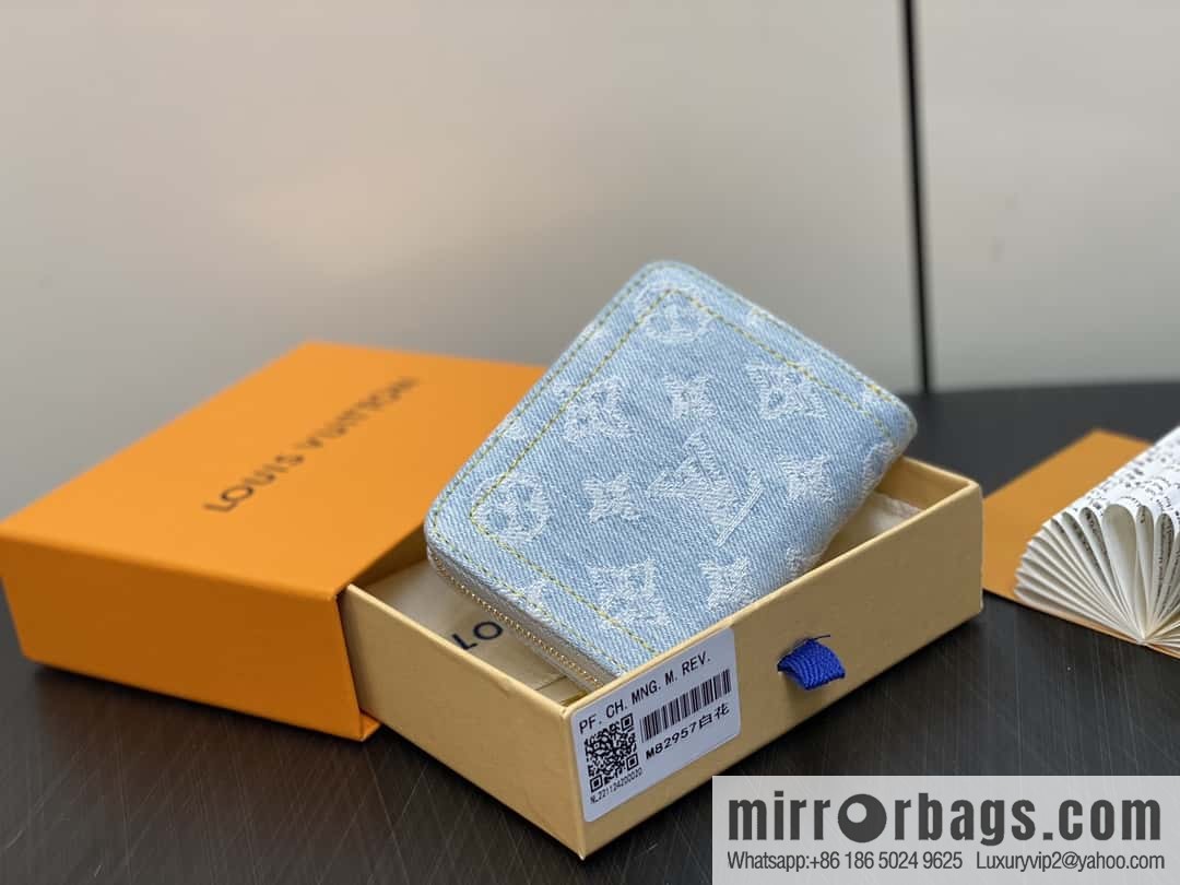 [Premium‑quality] M82957 light blue denim, single zipper wallet series Zippy zero wallet wallet (Denning denim)