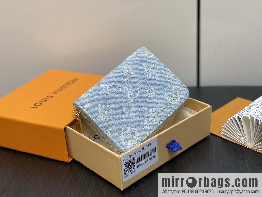 [Premium‑quality] M82957 light blue denim, single zipper wallet series Zippy zero wallet wallet (Denning denim)