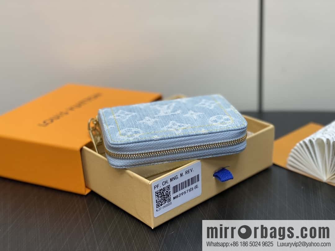 [Premium‑quality] M82957 light blue denim, single zipper wallet series Zippy zero wallet wallet (Denning denim)