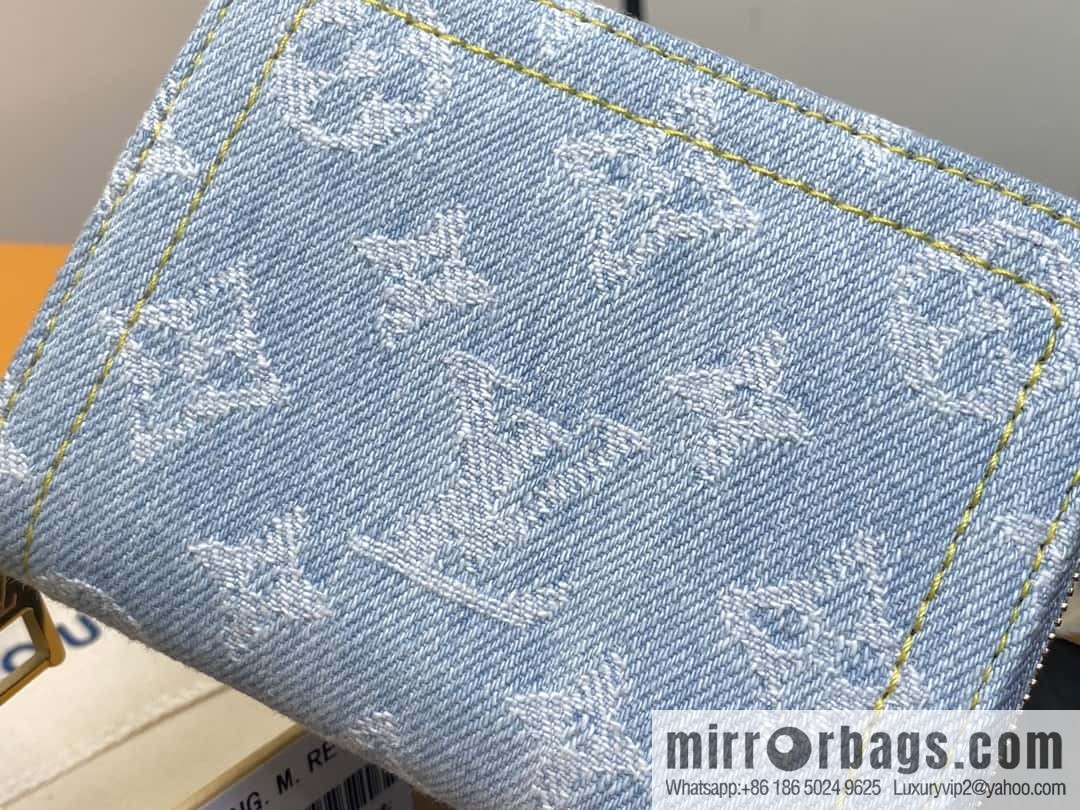 [Premium‑quality] M82957 light blue denim, single zipper wallet series Zippy zero wallet wallet (Denning denim)